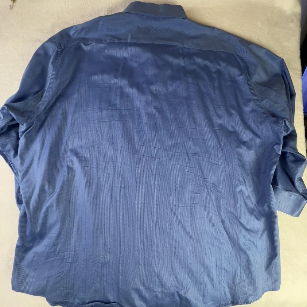 Robert Graham Shirt Mens 4XL/20 Blue Herringbone Dress Long Sleeve‎ Cotton
